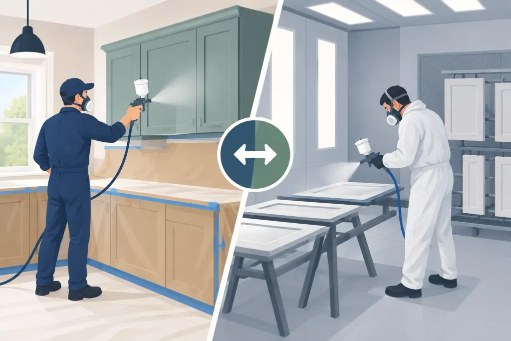 Onsite Versus Shop Cabinet Spraying: Which Fits?